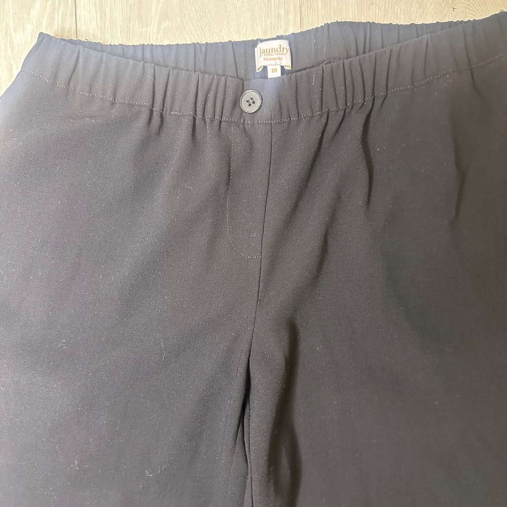 Laundry by Shelli Segal pull on elastic waist trousers black wide leg office 10 - Picture 3 of 8